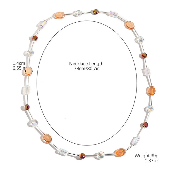 Wholesale Women's Simple Geometric Heart Artificial Crystal Handmade Long Necklace Accessories