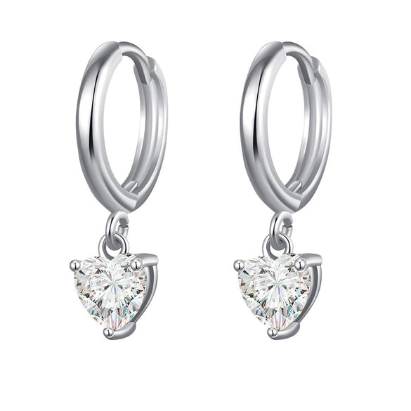 Wholesale Women's Simple Geometric Heartshaped Copper Real Gold Plated Earrings