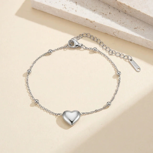Wholesale Women's Simple Geometric Heartshaped Stainless Steel Goldcolored Bracelet And Anklet