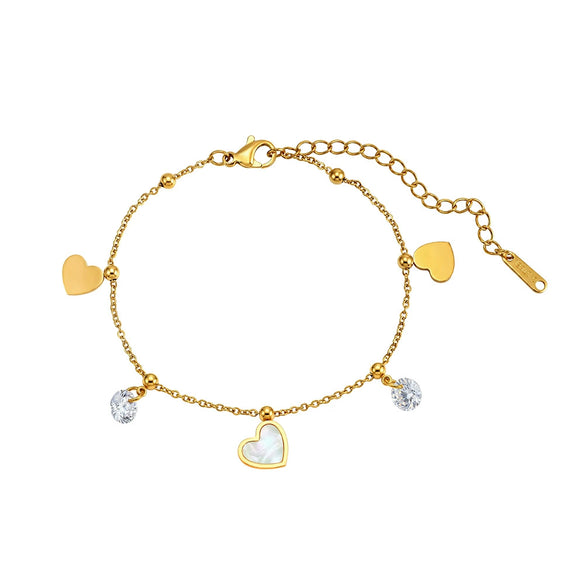 Wholesale Women's Simple Geometric Heartshaped Stainless Steel 18K Electroplated Anklet