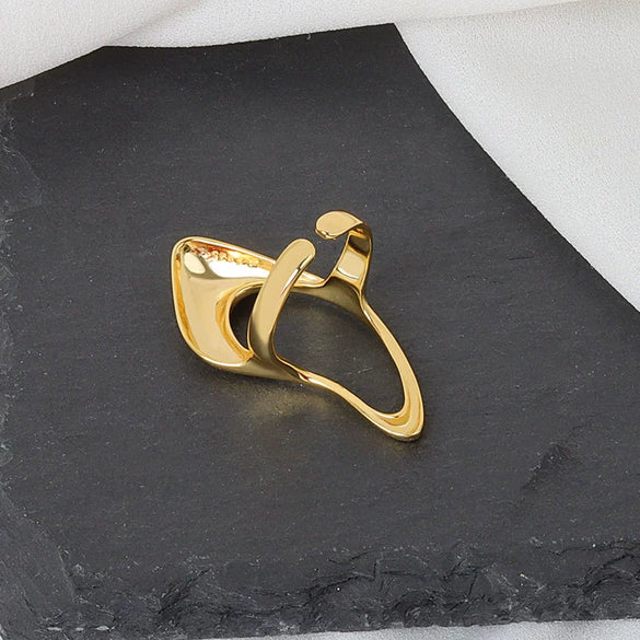 Wholesale Women's Simple Geometric Hollow Ring Copper Electroplated