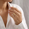 Wholesale Women's Simple Geometric Hollowout Copper Ring With Zircon Inlay Electroplated