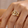 Wholesale Women's Simple Geometric Hollowout Copper Ring With Zircon Inlay Electroplated