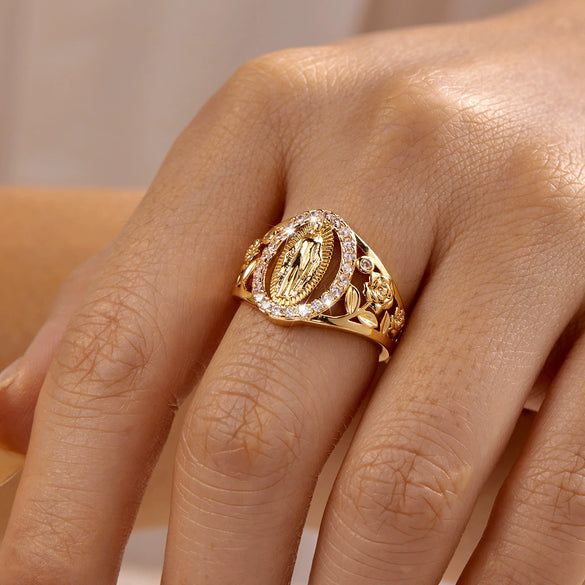 Wholesale Women's Simple Geometric Hollowout Copper Ring With Zircon Inlay Electroplated