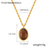 Wholesale Women's Simple Geometric Inlaid Tiger Eye Stone Goldplated Titanium Steel Pendant Necklace