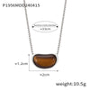 Wholesale Women's Simple Geometric Inlaid Tiger Eye Stone Goldplated Titanium Steel Pendant Necklace