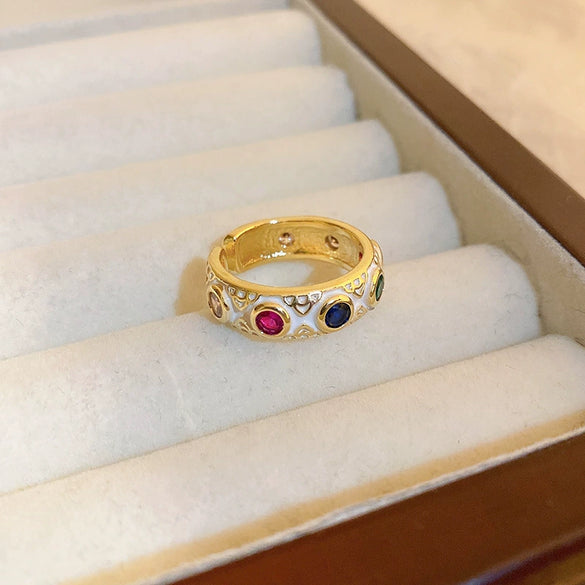 Wholesale Women's Simple Geometric Inlaid Zircon Copper Ring