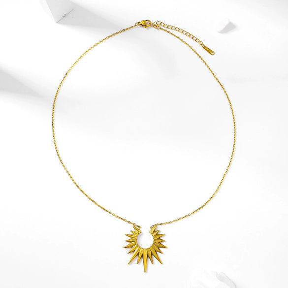 Wholesale Women's Simple Geometric 18K Gold Electroplated Stainless Steel Sun Necklace With Ochain