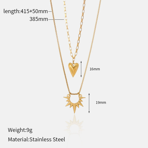 Wholesale Women's Simple Geometric 18K Gold Electroplated Stainless Steel Sun Necklace With Ochain