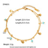 Wholesale Women's Simple Geometric 18K Goldplated Stainless Steel Anklet With Turquoise Freshwater Pearl And Shell Pendant Beach Foot Jewelry