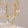 Wholesale Women's Simple Geometric 18K Goldplated Stainless Steel Anklet With Turquoise Freshwater Pearl And Shell Pendant Beach Foot Jewelry