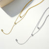 Wholesale Women's Simple Geometric 18K Stainless Steel Electroplated Double Stacked Tassel Necklace