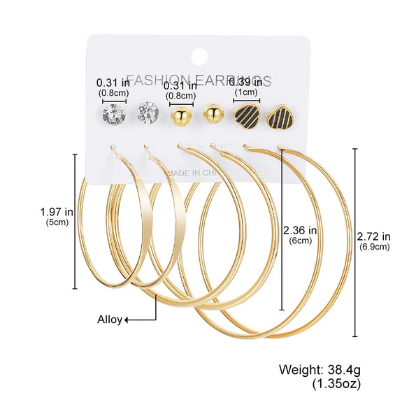 Wholesale Women's Simple Geometric Metal Alloy Electroplated Circle Hoop And Stud Earrings