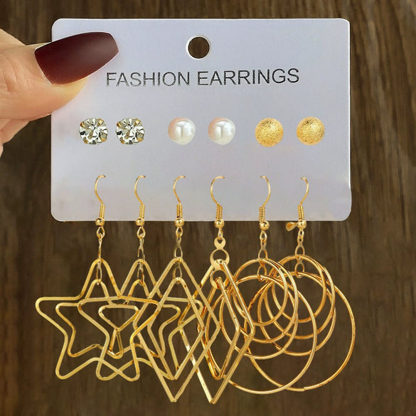 Wholesale Women's Simple Geometric Metal Alloy Electroplated Circle Hoop And Stud Earrings