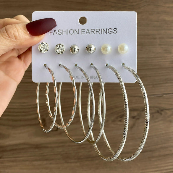 Wholesale Women's Simple Geometric Metal Alloy Electroplated Circle Hoop And Stud Earrings