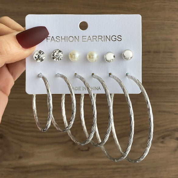 Wholesale Women's Simple Geometric Metal Alloy Electroplated Circle Hoop And Stud Earrings