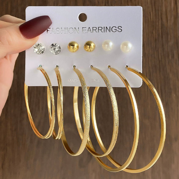 Wholesale Women's Simple Geometric Metal Alloy Electroplated Circle Hoop And Stud Earrings