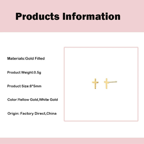 Wholesale Women's Simple Geometric Mini Cross Earrings Copper Plated With Real Gold