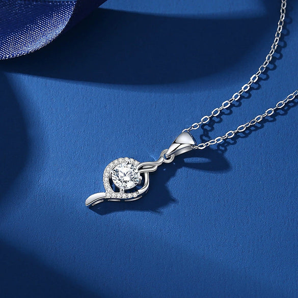 Wholesale Women's Simple Geometric Moissanite Diamond S925 Silver Pendant Necklace With Cross Chain