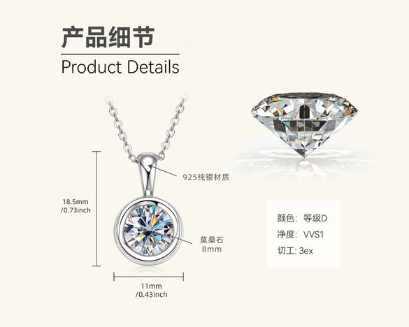 Wholesale Women's Simple Geometric Moissanite S925 Sterling Silver Pendant Necklace With Ochain Jewelry Electroplating