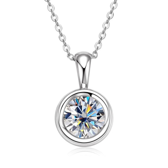 Wholesale Women's Simple Geometric Moissanite S925 Sterling Silver Pendant Necklace With Ochain Jewelry Electroplating