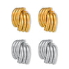 Wholesale Women's Simple Geometric Multilayer Cross Titanium Steel Electroplated Earrings Jewelry