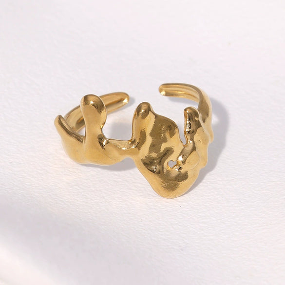 Wholesale Women's Simple Geometric Open Stainless Steel Rings With Electroplating