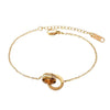 Wholesale Women's Simple Geometric Roman Numeral Stainless Steel 18K Goldplated Double Ring Bracelet Jewelry