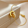 Wholesale Women's Simple Geometric Roman Numeral Stainless Steel 18K Goldplated Double Ring Bracelet Jewelry