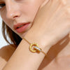 Wholesale Women's Simple Geometric Roman Numeral Stainless Steel 18K Goldplated Double Ring Bracelet Jewelry