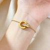 Wholesale Women's Simple Geometric Roman Numeral Stainless Steel 18K Goldplated Double Ring Bracelet Jewelry