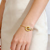 Wholesale Women's Simple Geometric Roman Numeral Stainless Steel 18K Goldplated Double Ring Bracelet Jewelry