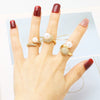 Wholesale Women's Simple Geometric Round Pearl Ring Copper Electroplated With Zircon