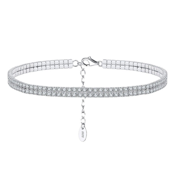 Wholesale Women's Simple Geometric S925 Sterling Silver Anklet With 4A Zircon Inlay