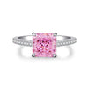Wholesale Women's Simple Geometric S925 Sterling Silver Cherry Blossom Powder Diamond Four Claw High Carbon Diamond Ice Flower Cut Ring With Electroplating