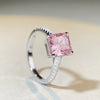 Wholesale Women's Simple Geometric S925 Sterling Silver Cherry Blossom Powder Diamond Four Claw High Carbon Diamond Ice Flower Cut Ring With Electroplating