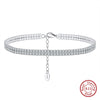Wholesale Women's Simple Geometric S925 Sterling Silver Double Row Zircon Adjustable Anklet Jewelry