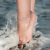 Wholesale Women's Simple Geometric S925 Sterling Silver Double Row Zircon Adjustable Anklet Jewelry