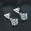 Wholesale Women's Simple Geometric S925 Sterling Silver Moissanite Fourclaw Tassel Earrings Set With Diamonds