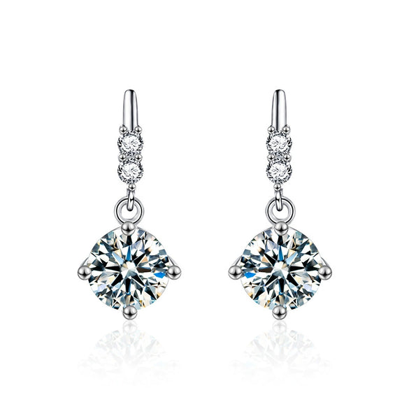 Wholesale Women's Simple Geometric S925 Sterling Silver Moissanite Fourclaw Tassel Earrings Set With Diamonds