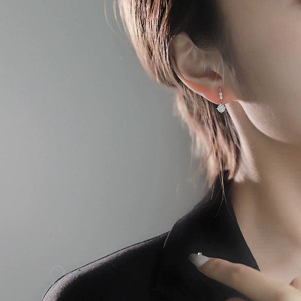 Wholesale Women's Simple Geometric S925 Sterling Silver Moissanite Fourclaw Tassel Earrings Set With Diamonds