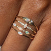 Wholesale Women's Simple Geometric S925 Sterling Silver Ring With Inlaid Zircon And Horse Eyeshaped Opal