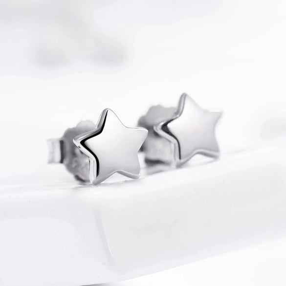 Wholesale Women's Simple Geometric S925 Sterling Silver Star Moon Triangle Earrings Platinum Plated Antiallergy Jewelry