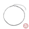 Wholesale Women's Simple Geometric S925 Sterling Silver Threelayer Snake Bone Chain Anklet