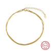 Wholesale Women's Simple Geometric S925 Sterling Silver Threelayer Snake Bone Chain Anklet