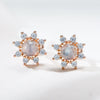 Wholesale Women's Simple Geometric Silver Diamond Treated Sunflower Natural Moonstone Earrings