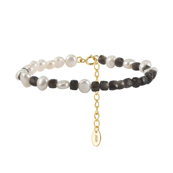 Wholesale Women's Simple Geometric 925 Silver Electroplated Bracelet With Black And White Contrast