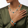 Wholesale Women's Simple Geometric 925 Silver Electroplated Natural Freshwater Pearl Turquoise Bracelet