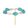 Wholesale Women's Simple Geometric 925 Silver Electroplated Natural Freshwater Pearl Turquoise Bracelet