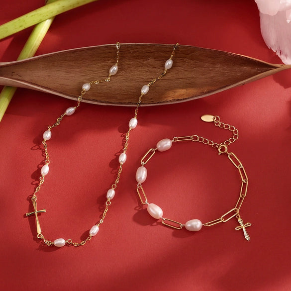 Wholesale Women's Simple Geometric Silver Electroplated Pearl Bracelet